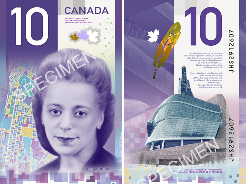Billet de 10 $ canadien figurant Viola Desmond